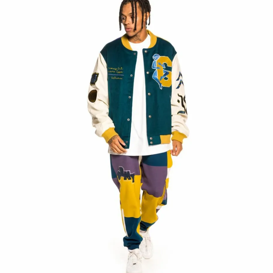 Grimey "Singgang Junction" Wool Baseball Jacket - Navy - Fall 21 Clearance
