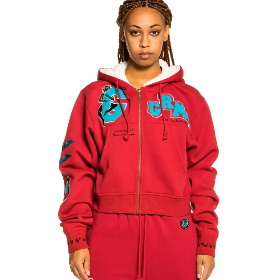 Grimey "Singgang Junction" Girl Zipper Hoodie - Red - Fall 21 Store