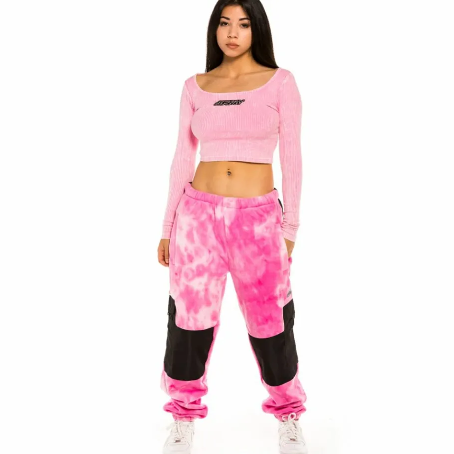 Grimey "Space Lady" Long Sleeve Crop Top - Bleached Pink - Winter 21 Fashion