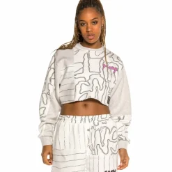 Grimey Strange Fruit All Over Print Crop Crewneck Spring 21 White Fashion