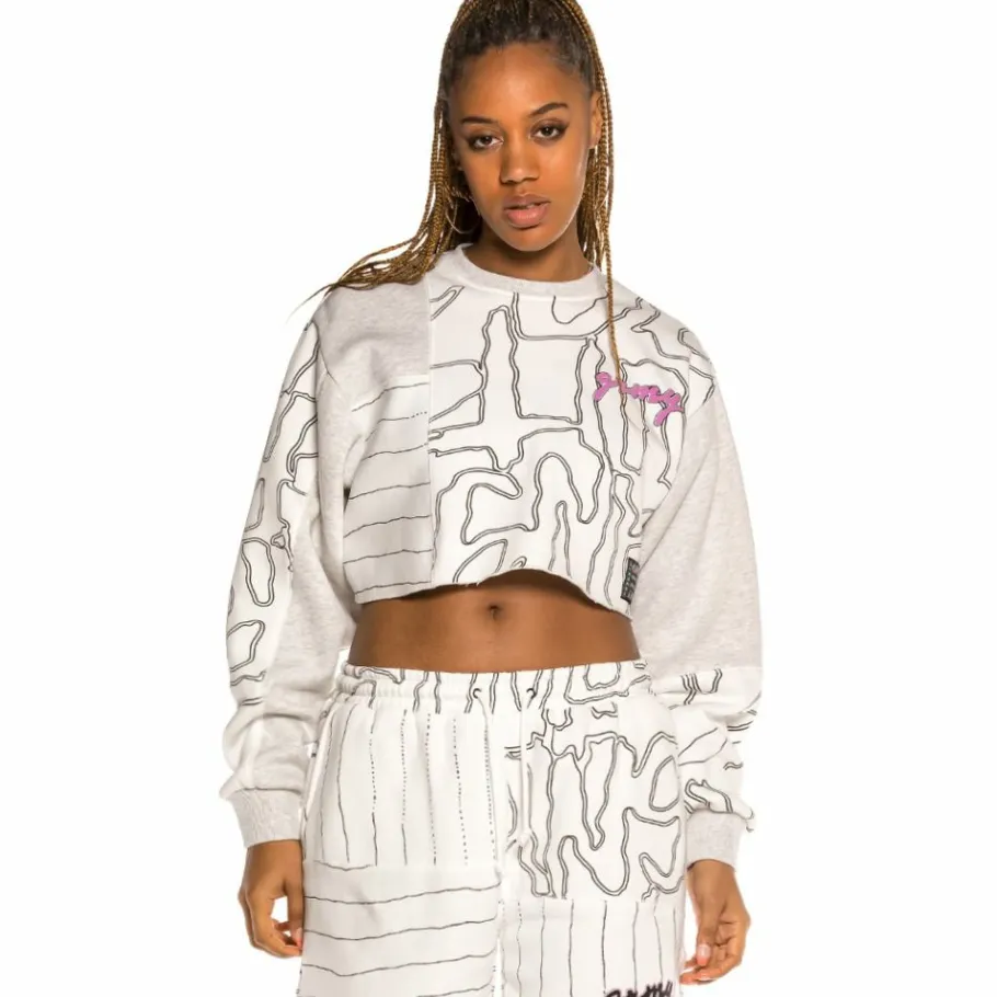 Grimey Strange Fruit All Over Print Crop Crewneck Spring 21 White Fashion