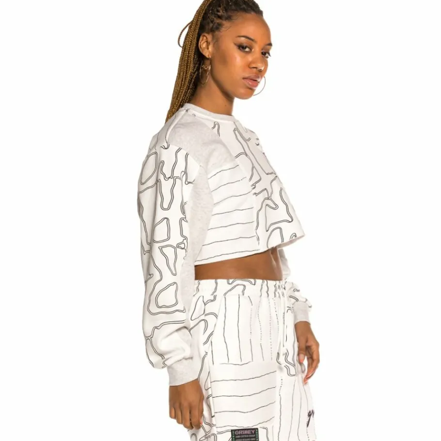 Grimey Strange Fruit All Over Print Crop Crewneck Spring 21 White Fashion