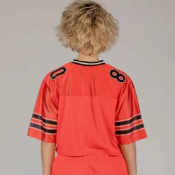 Grimey The Clout Mesh Crop Girl Football Jersey - Red - Spring 23 Cheap