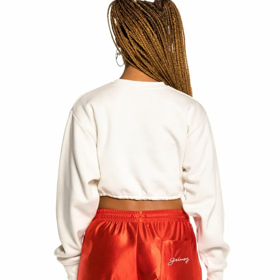 Grimey "The Loot" Girl Crop Crewneck White - Spring 21 Clearance