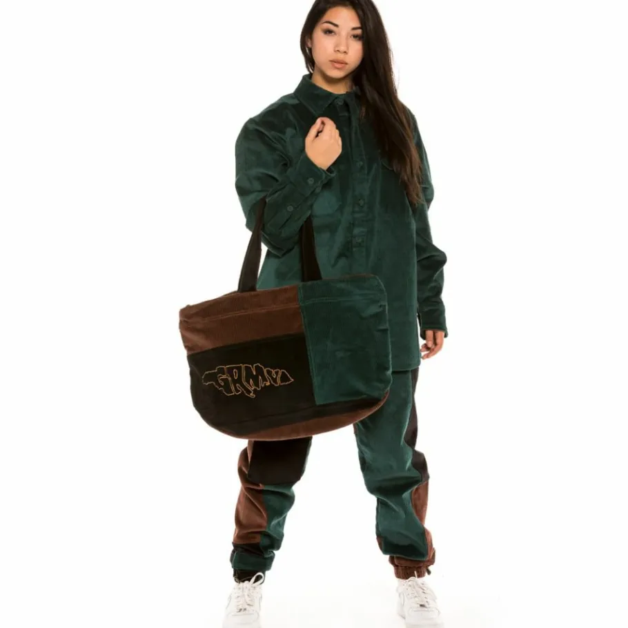 Grimey "Tote" Aged Rum Corduroy Bag - Winter 21 - Green Sale
