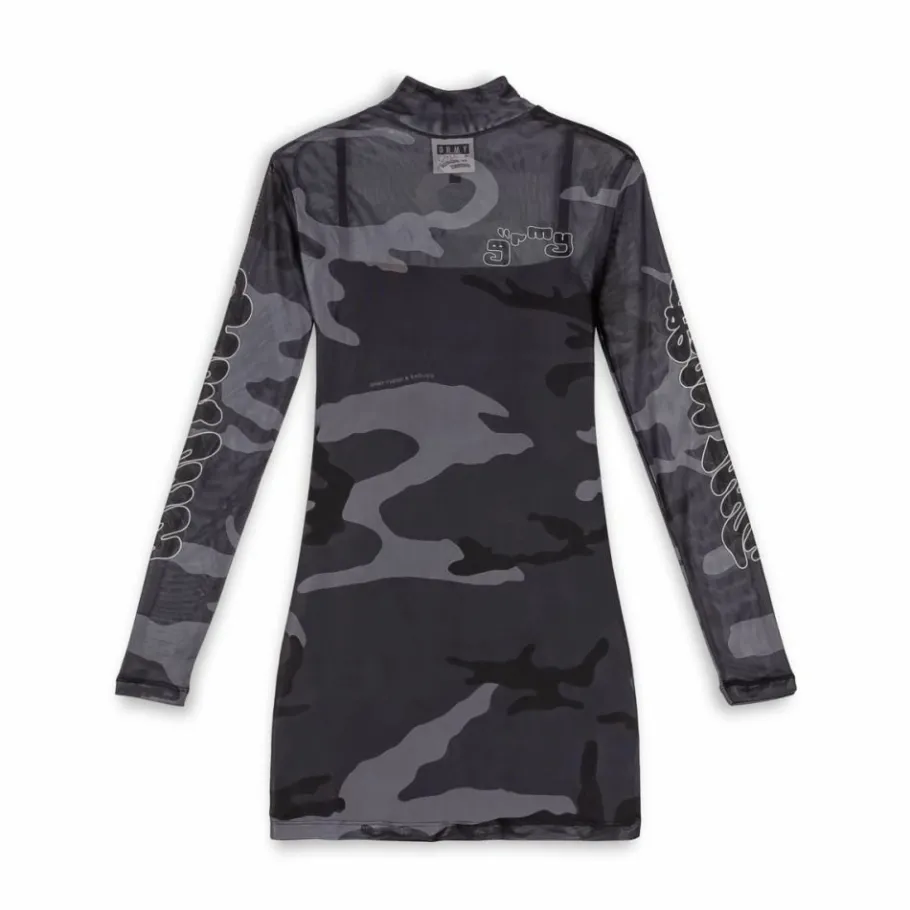 Grimey Tusker Temple Micro Mesh Girl Long Sleeve Dress - Black - Fw23 Best Sale