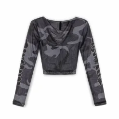 Grimey Tusker Temple Micro Mesh Girl Long Sleeve Crop Top - Black - Fw23 Store