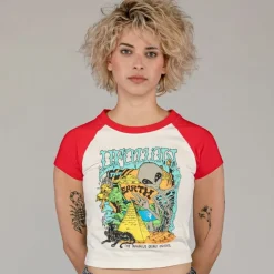 Grimey Ufollow Girl Raglan Fitted Top - Red - Spring 23 Cheap