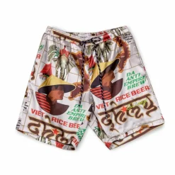 Grimey Viet Cong Beer Satin Short - White - Summer 23 Online