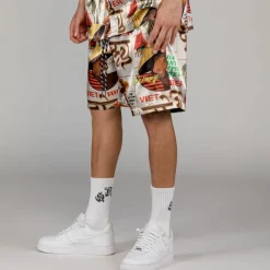Grimey Viet Cong Beer Satin Short - White - Summer 23 Online