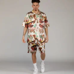 Grimey Viet Cong Beer Satin Short - White - Summer 23 Online