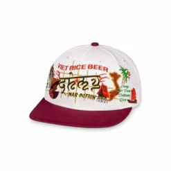 Grimey Viet Cong Beer Snapback Cap - White - Summer 23 Cheap
