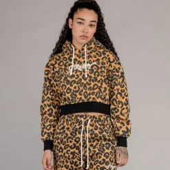 Grimey "Wetbound" Girl Crop Hoodie - Leopard - Fall 22 Online