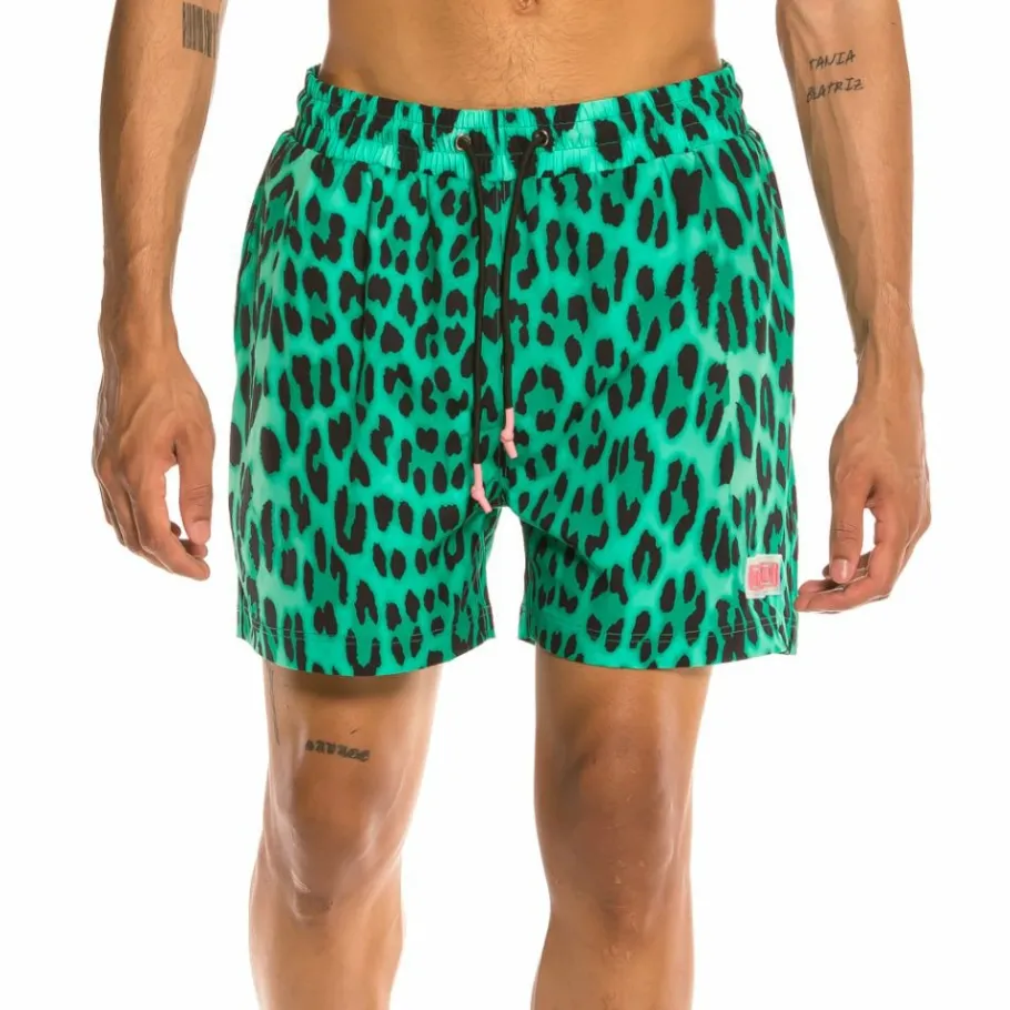 Grimey Yanga Swimming Shorts Leopard Ss20 Green New