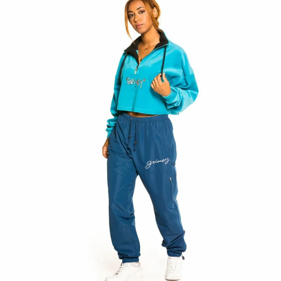 Grimey Pack Crop Sweatahirt + Track Pant "Martinica / Gem Cutting" - Blue/Navy - Fall 21 Fashion