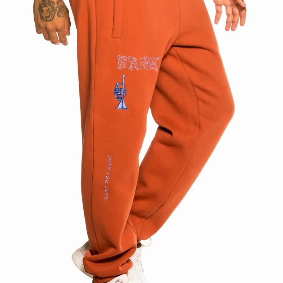 Grimey Pack Pant + Ls Tee "Jazz Thing" - Ochre/Cream - Fall 21 Online
