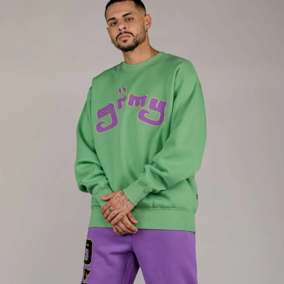 Grimey Pack Pant + Sweatshirt "Lust Mantra" - Purple/Green - Fall 22 Cheap