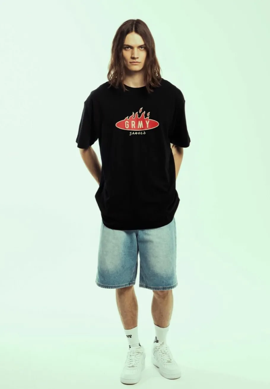 Grimey Pantalon Corto Burn In Flames - Washed Light Blue - Ss24 Store