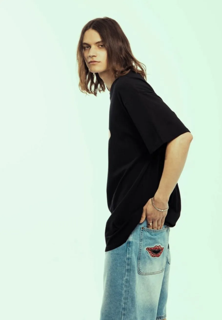 Grimey Pantalon Corto Burn In Flames - Washed Light Blue - Ss24 Store