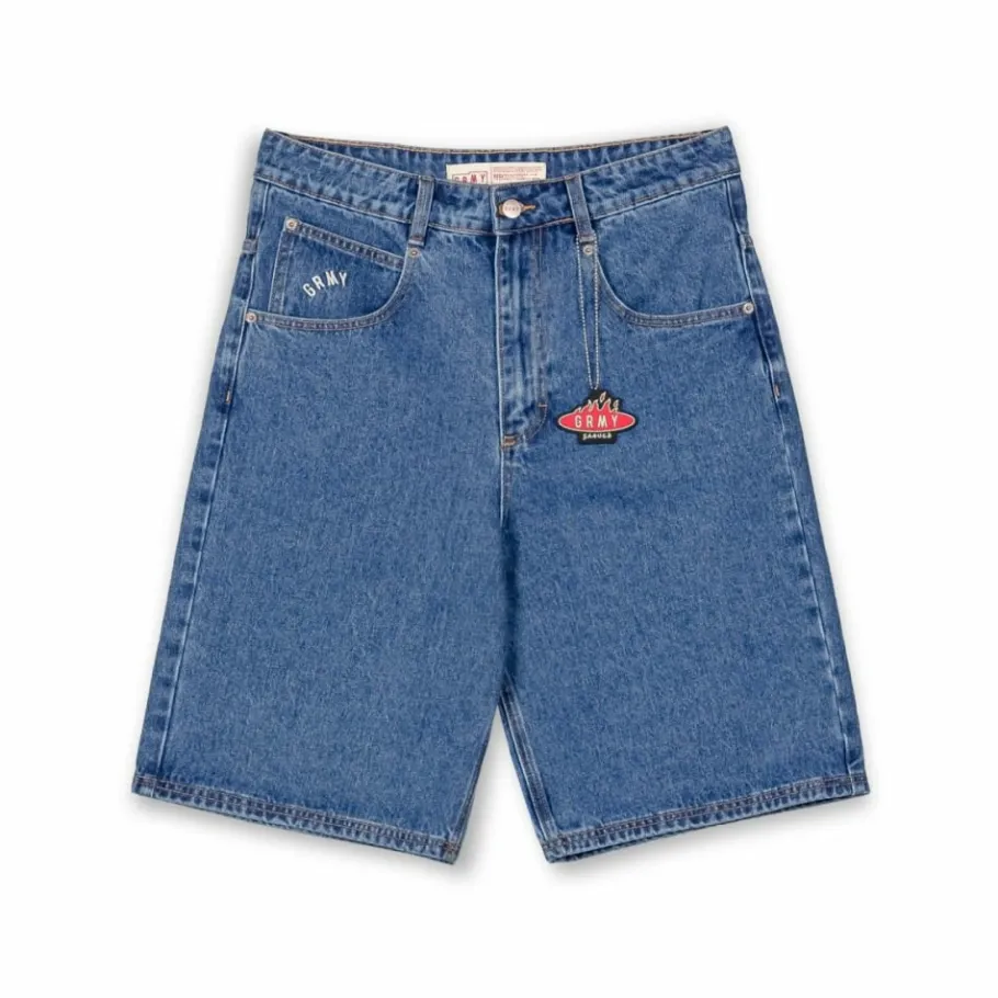 Grimey Pantalon Corto Burn In Flames - Shorts Washed Blue - Ss24 Flash Sale