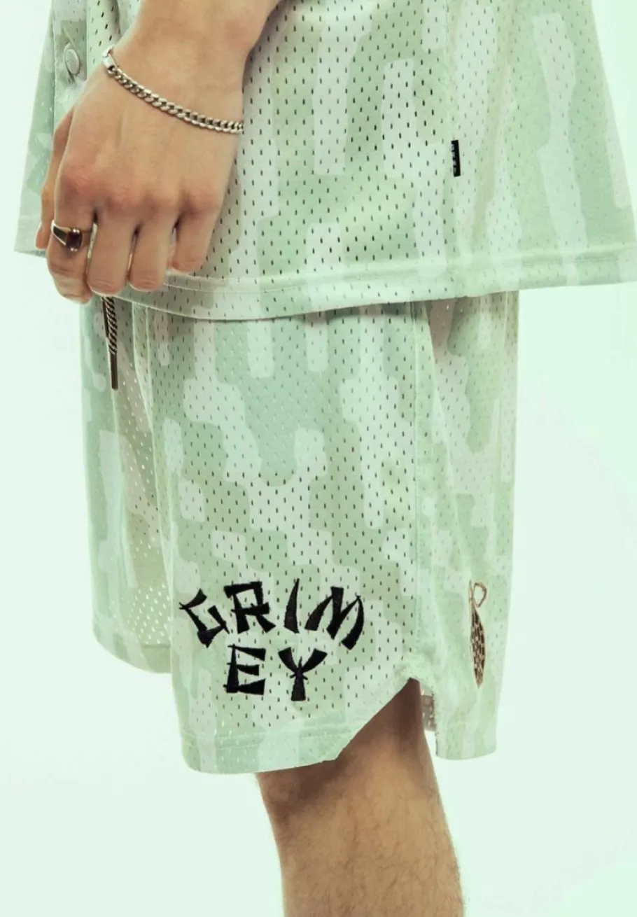 Grimey Pantalon Corto Lucky Dragon Mesh Basket - White - Ss24 New