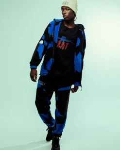 Grimey Pantalon Back At You All Over Print Polar Fleece - Royal Blue - Fw23 Fashion