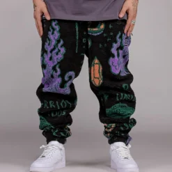 Grimey Pantalon Lost Boys All Over Jacquard Sweatpants - Black - Winter 22 Hot