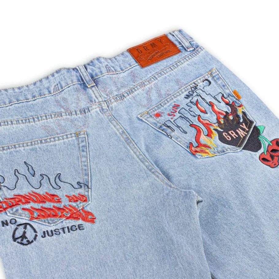 Grimey Pantalon Vaquero The Sweet Burn Regular - Washed Blue - Fw23 Fashion