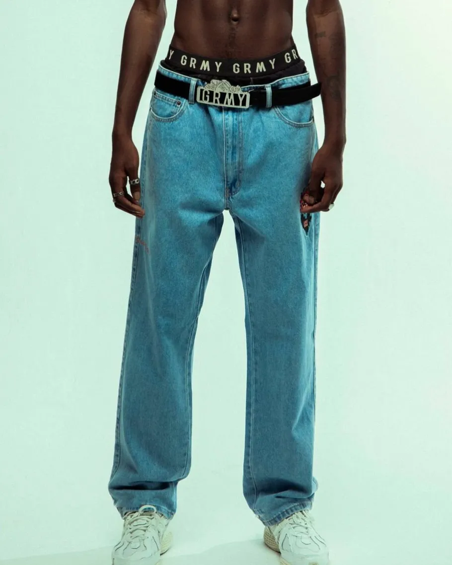 Grimey Pantalon Vaquero The Sweet Burn Regular - Washed Blue - Fw23 Fashion