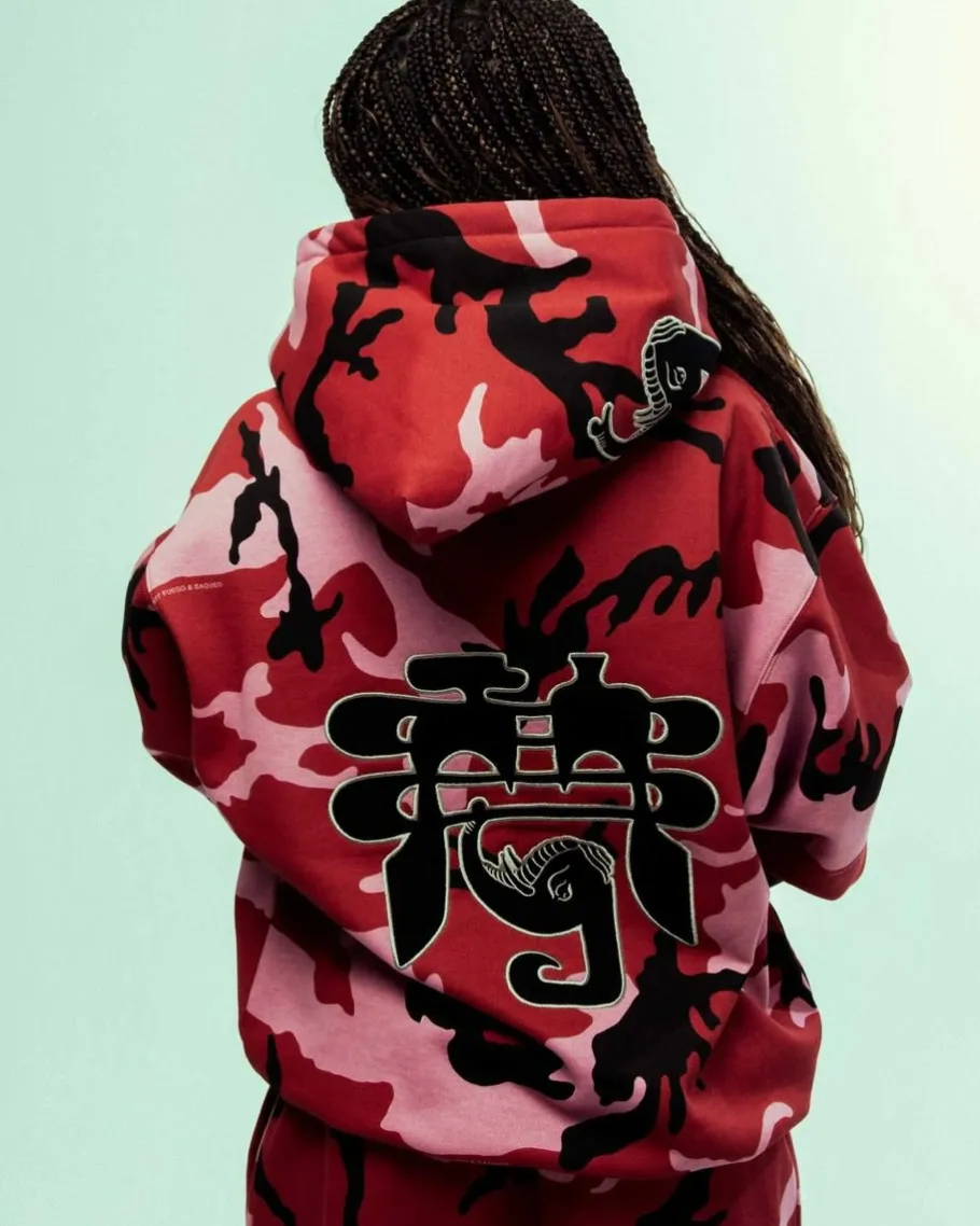 Grimey Sudadera Capucha All Over Print Tusker Temple Vintage - Red - Fw23 Online