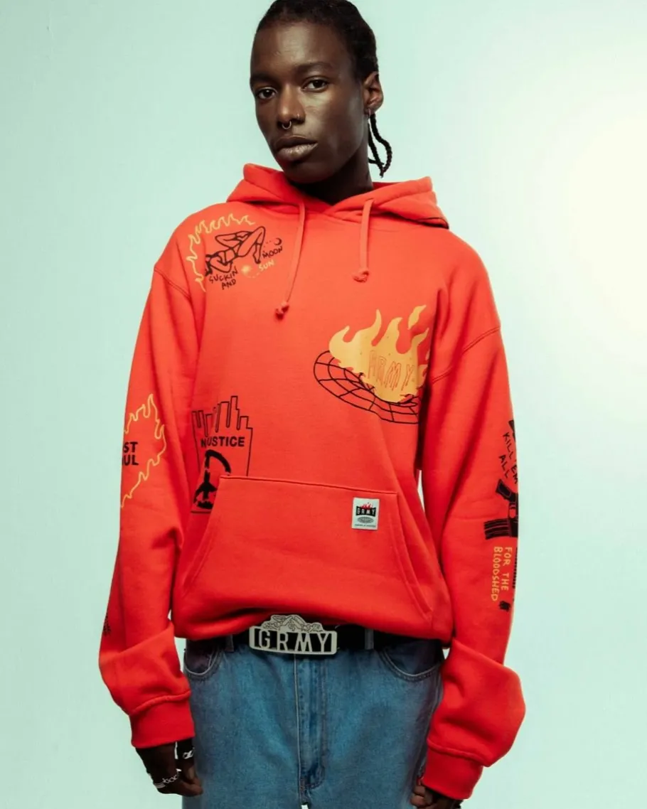 Grimey Sudadera Capucha Back At You Wide Hole Vintage - Red - Fw23 Best