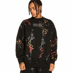 Grimey Sudadera "Jazz Thing All Over Print" Padded Crewneck - Black - Fall 21 Store