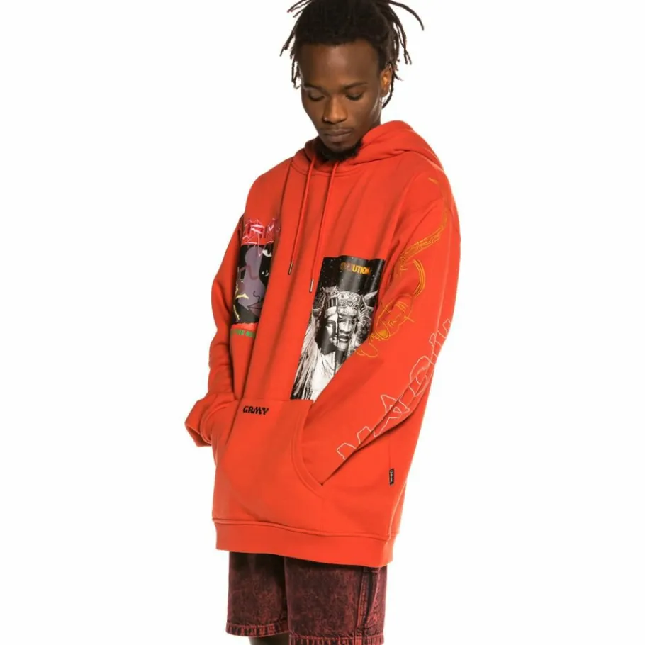 Grimey Sudadera "Liveution Magic 4 Resistance" Hoodie - Red - Spring 21 Fashion