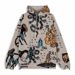 Grimey Sudadera Lost Boys All Over Sherpa Hoodie - Cream - Winter 22 Shop