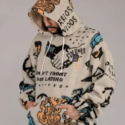 Grimey Sudadera Lost Boys All Over Sherpa Hoodie - Cream - Winter 22 Shop