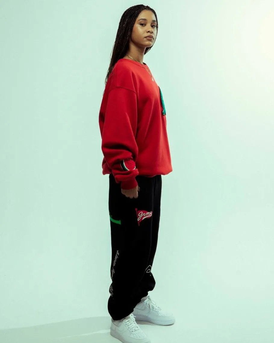 Grimey Sudadera Nablus Vintage Crewneck - Dark Red - Fw23 New