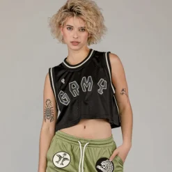 Grimey Top The Clout Mesh Crop - Black - Spring 23 Outlet