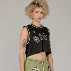 Grimey Top The Clout Mesh Crop - Black - Spring 23 Outlet